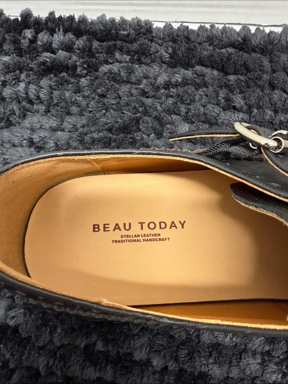 Black BEAU TODAY Double Monk Brogue Shoes for Men